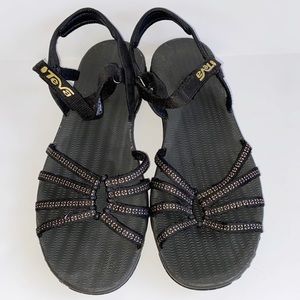 black athletic sandals